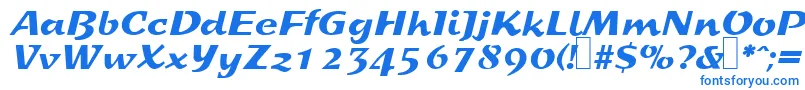 フォントS800ScriptRegular – 白い背景に青い文字