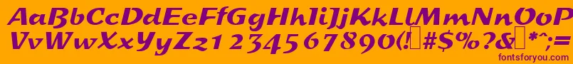 S800ScriptRegular Font – Purple Fonts on Orange Background