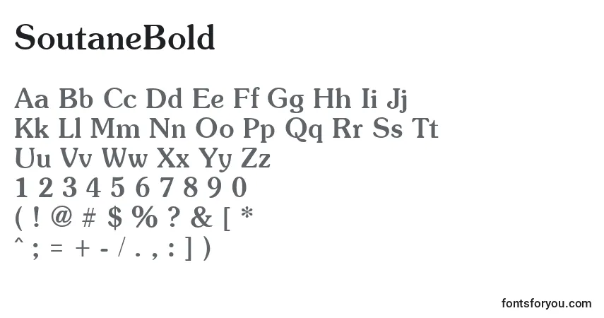 Czcionka SoutaneBold – alfabet, cyfry, specjalne znaki