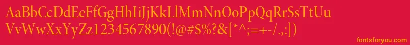 MinionproMediumcndisp Font – Orange Fonts on Red Background