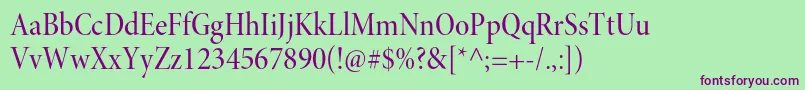 MinionproMediumcndisp Font – Purple Fonts on Green Background