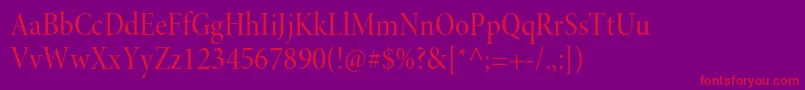 フォントMinionproMediumcndisp – 紫の背景に赤い文字
