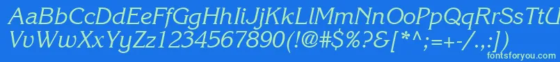 ItcKorinnaLtRegularKursiv Font – Green Fonts on Blue Background