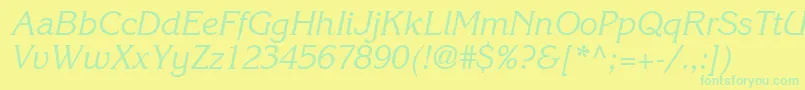Czcionka ItcKorinnaLtRegularKursiv – zielone czcionki na żółtym tle