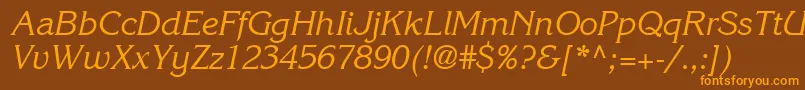 ItcKorinnaLtRegularKursiv Font – Orange Fonts on Brown Background
