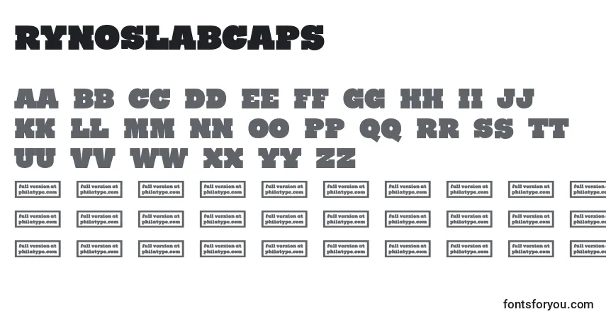 Czcionka RynoSlabCaps – alfabet, cyfry, specjalne znaki