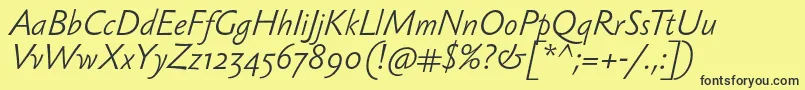 SebastianlightItalic Font – Black Fonts on Yellow Background