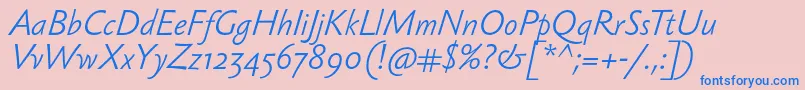 SebastianlightItalic-fontti – siniset fontit vaaleanpunaisella taustalla