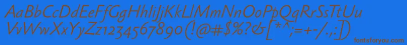 SebastianlightItalic Font – Brown Fonts on Blue Background