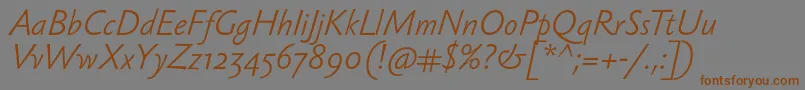 Saiba mais sobre a fonte SebastianlightItalic Fonte SebastianlightItalic – fontes marrons em um fundo cinza