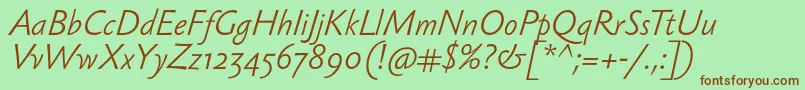 SebastianlightItalic Font – Brown Fonts on Green Background