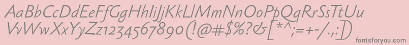 SebastianlightItalic-Schriftart – Graue Schriften auf rosa Hintergrund