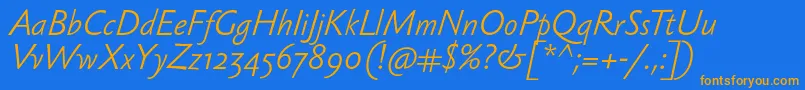 SebastianlightItalic Font – Orange Fonts on Blue Background