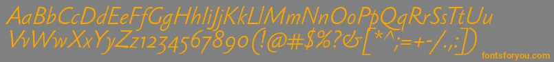 Saiba mais sobre a fonte SebastianlightItalic Fonte SebastianlightItalic – fontes laranjas em um fundo cinza