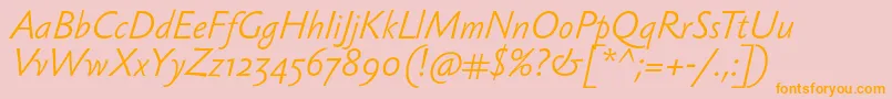 SebastianlightItalic Font – Orange Fonts on Pink Background