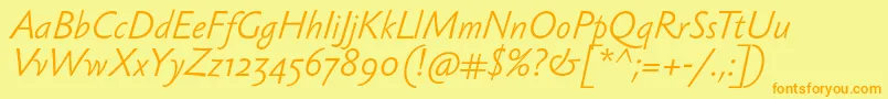 SebastianlightItalic Font – Orange Fonts on Yellow Background