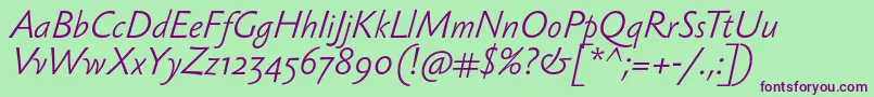 SebastianlightItalic Font – Purple Fonts on Green Background