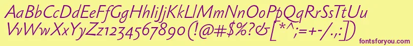 SebastianlightItalic Font – Purple Fonts on Yellow Background