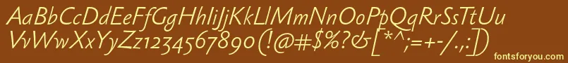 SebastianlightItalic Font – Yellow Fonts on Brown Background