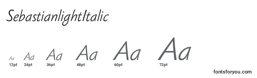 Размеры шрифта SebastianlightItalic
