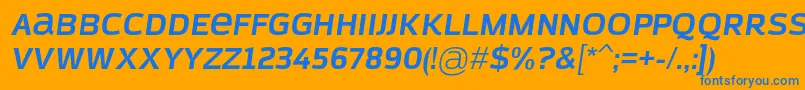 Шрифт AzoftSansBoldItalic – синие шрифты на оранжевом фоне