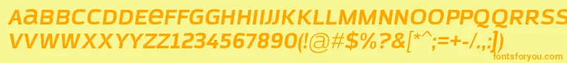 フォントAzoftSansBoldItalic – オレンジの文字が黄色の背景にあります。