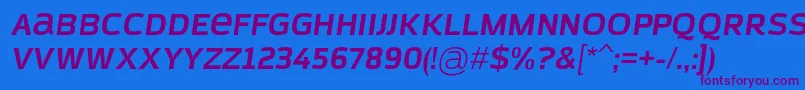 AzoftSansBoldItalic Font – Purple Fonts on Blue Background