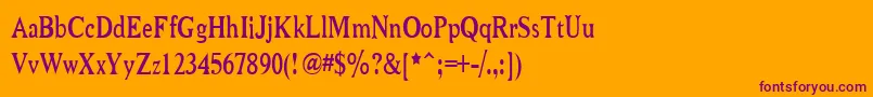 NiewCromagnonNarrow-Schriftart – Violette Schriften auf orangefarbenem Hintergrund