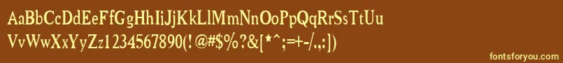 NiewCromagnonNarrow-fontti – keltaiset fontit ruskealla taustalla