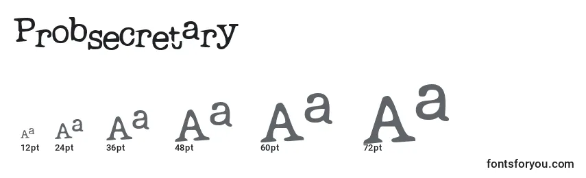 Размеры шрифта Probsecretary