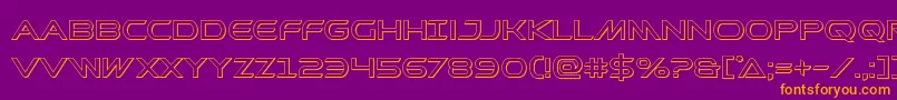 Prometheanout-Schriftart – Orangefarbene Schriften auf violettem Hintergrund