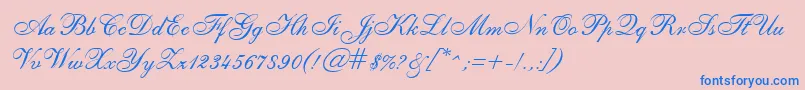 SheerEleganceRegular-Schriftart – Blaue Schriften auf rosa Hintergrund