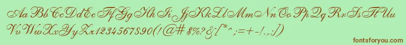 SheerEleganceRegular Font – Brown Fonts on Green Background