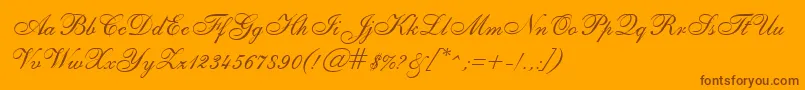 SheerEleganceRegular-Schriftart – Braune Schriften auf orangefarbenem Hintergrund