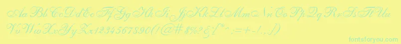 SheerEleganceRegular Font – Green Fonts on Yellow Background