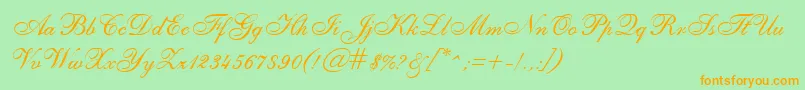 SheerEleganceRegular Font – Orange Fonts on Green Background