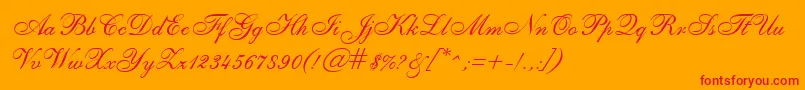 SheerEleganceRegular-Schriftart – Rote Schriften auf orangefarbenem Hintergrund