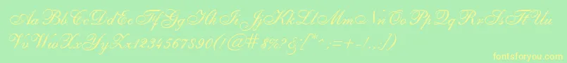 SheerEleganceRegular Font – Yellow Fonts on Green Background