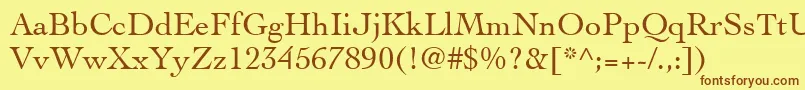 フォントCochinLt – 茶色の文字が黄色の背景にあります。