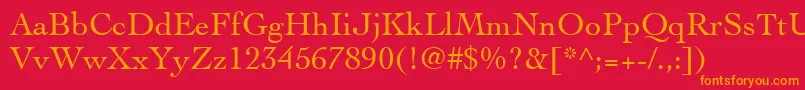 CochinLt-Schriftart – Orangefarbene Schriften auf rotem Hintergrund