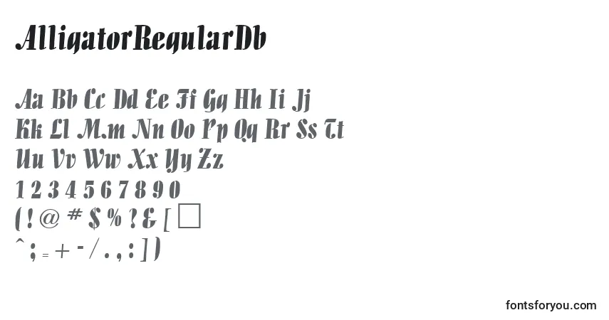 A fonte AlligatorRegularDb – alfabeto, números, caracteres especiais