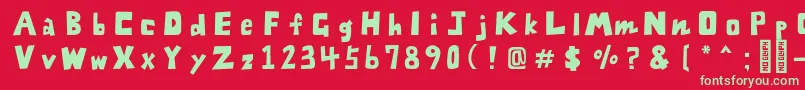フォントFontZarameFreeRegular – 赤い背景に緑の文字