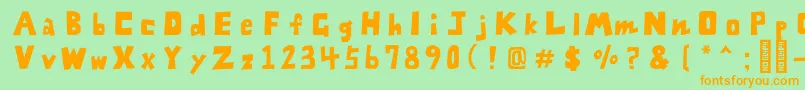 FontZarameFreeRegular-Schriftart – Orangefarbene Schriften auf grünem Hintergrund