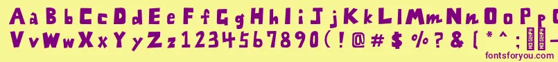 FontZarameFreeRegular Font – Purple Fonts on Yellow Background