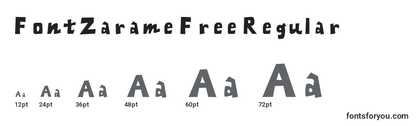 Размеры шрифта FontZarameFreeRegular