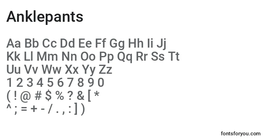 Fuente Anklepants - alfabeto, números, caracteres especiales
