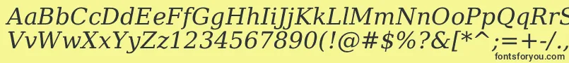 Fonte Dejavuserif Italic – fontes pretas em um fundo amarelo