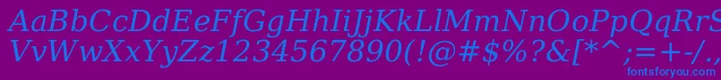 Dejavuserif Italic-Schriftart – Blaue Schriften auf violettem Hintergrund