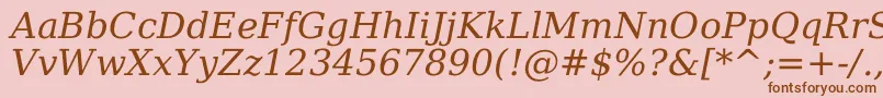 Fonte Dejavuserif Italic – fontes marrons em um fundo rosa