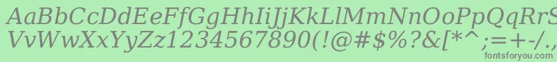 Fonte Dejavuserif Italic – fontes cinzas em um fundo verde